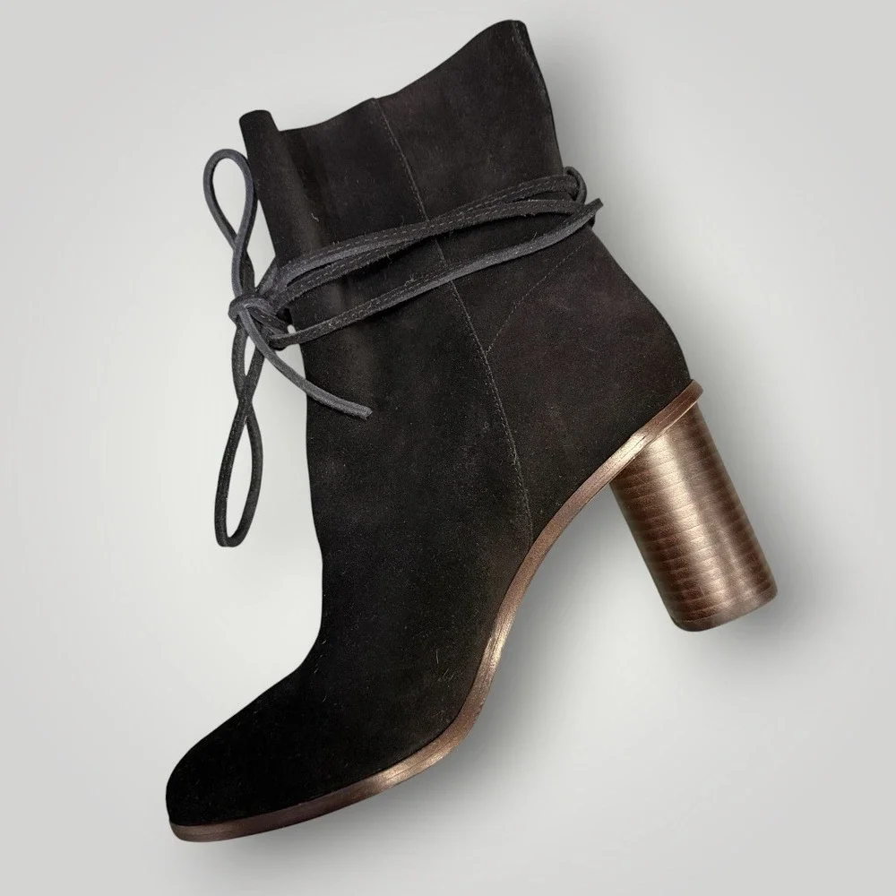 Pour La Victoire Irona Womens‎ Black Suede Wrap Tie  Ankle Boots Size 10